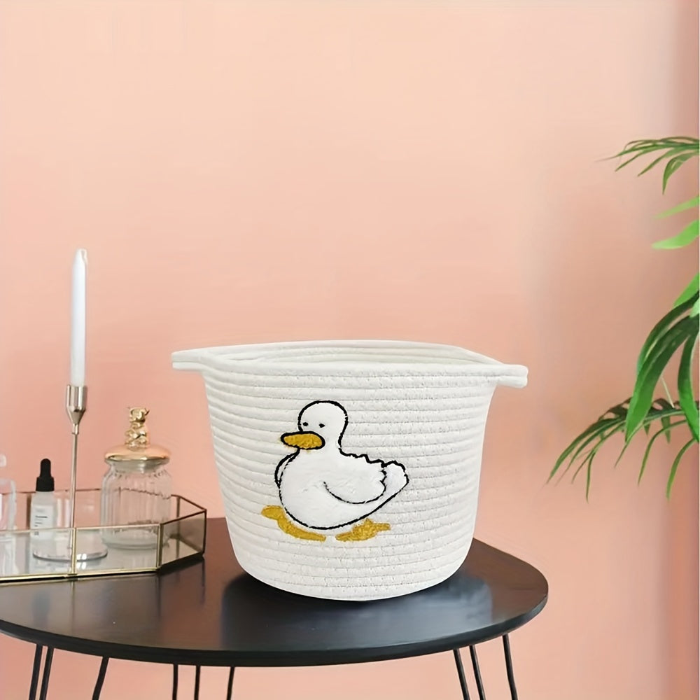 2pcs Duck Storage Basket Rope Woven Desktop Tidy Decorative Basket