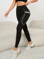 High Stretch Sports Leggings With Pocket High Waist Yoga Running Tight Pants