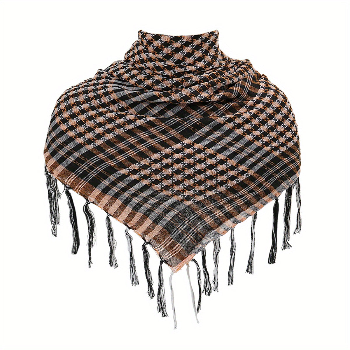 Plaid Fringed Scarf Shawl Arab Square Scarf Windproof Sunscreen