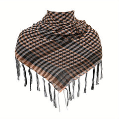 Plaid Fringed Scarf Shawl Arab Square Scarf Windproof Sunscreen