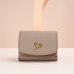 Women's Leather Trifold Wallet with Snap Closure and Coin Pocket