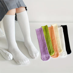 Girls Kids Cotton Knee High Socks Straight Board Stockings - Four Seasons