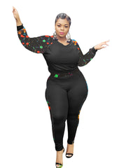 Tie Dye Shirt & Pants Set Women's Casual Stretchy Outfit