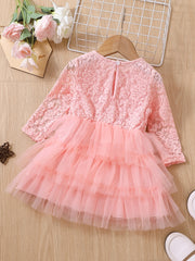 Baby Girls Flower Mesh Dress Soft Breathable Comfortable for Spring & Autumn