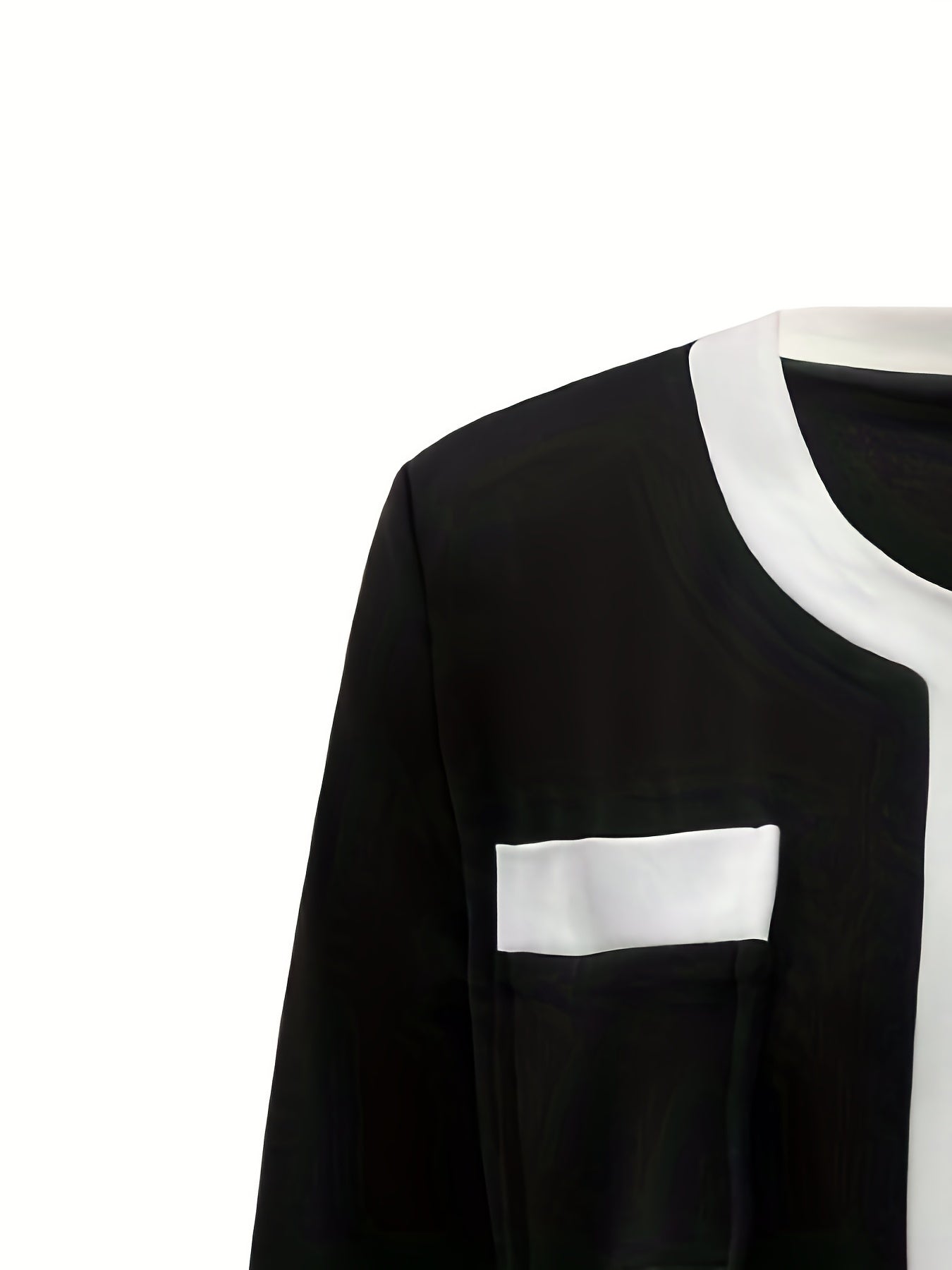 Block Open Front Jacket Crew Neck Comfy Outerwear