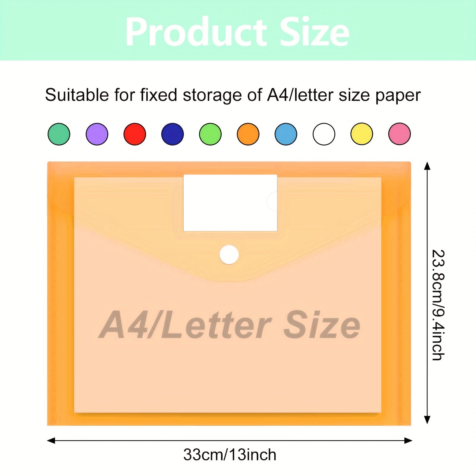 48pcs 10 Colors Plastic Envelopes Poly Envelopes File Folders