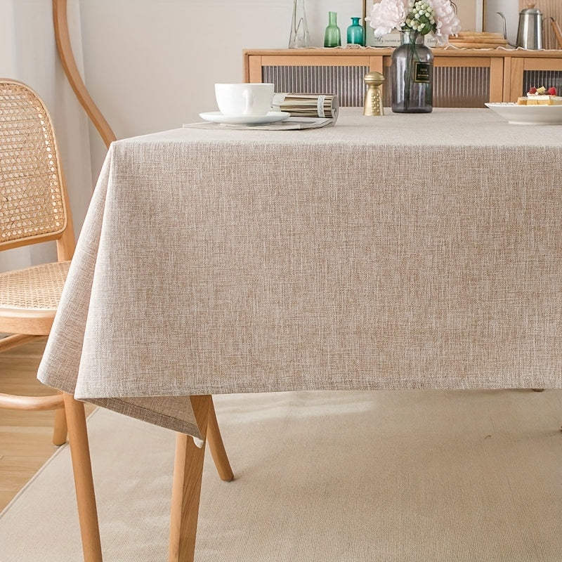 Boho Linen Tablecloth with Tassels for Dining Room, Beige