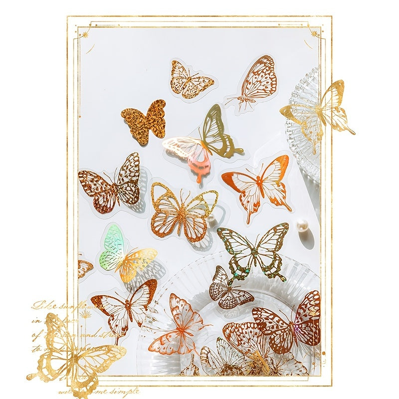 Pack of 45 Retro Journal DIY Stickers PET Bronzing Laser Sticker Packs