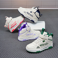 Kids High Top Skate Shoes Hook & Loop Fastener Comfy Durable Anti Skid