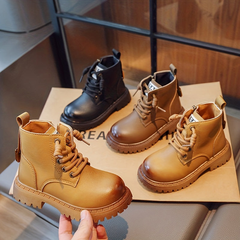 Boys Lace Up Zipper Boots Non Slip Comfortable