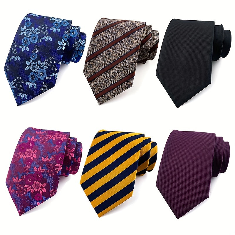 6 Packs Men's Striped Paisley Waist Flower Tie Combination