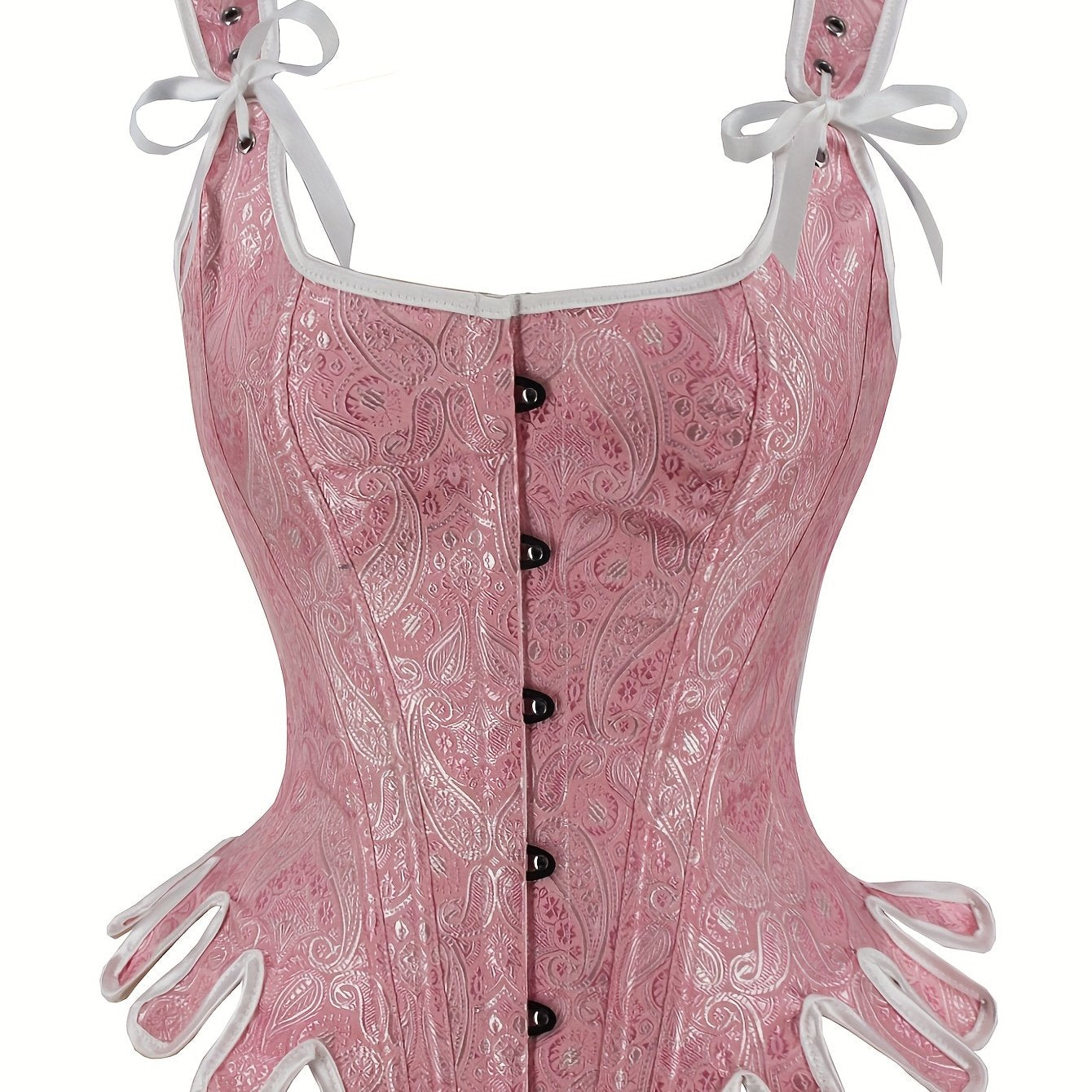 Jacquard Tank Corset Bustier Tummy Control Lace Up Sleeveless Body Shaper