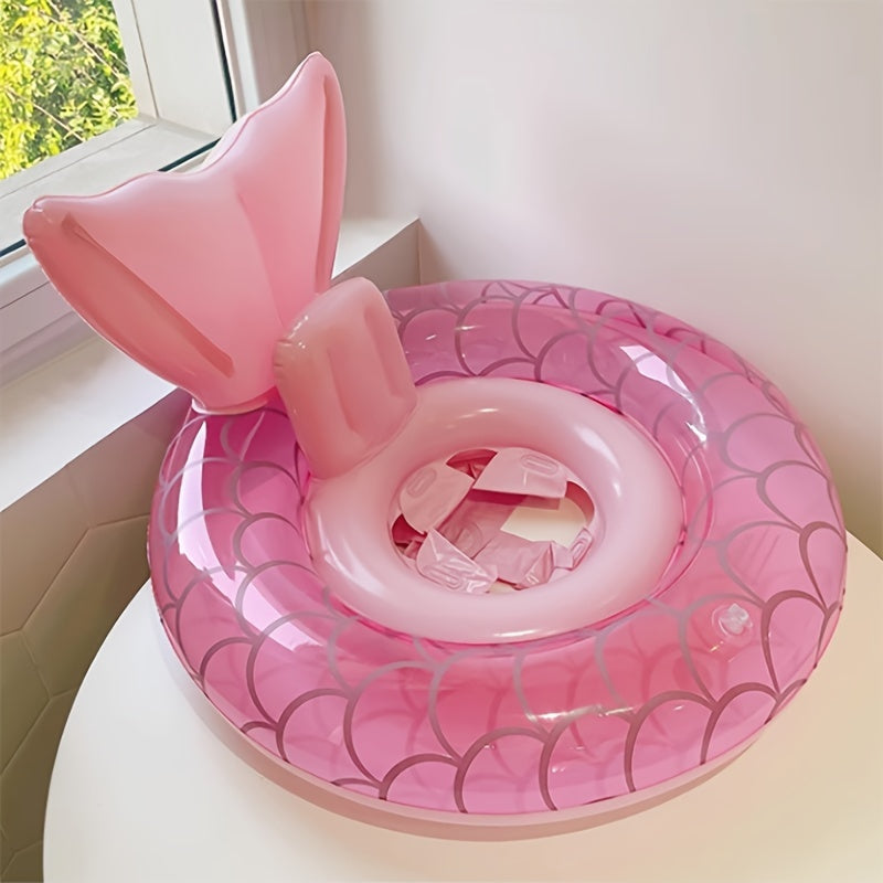 Mermaid Shaped Swimming Ring With Handle - Float With Seat