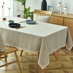 Solid Ingney Lace Tablecloth - Stain Resistant & Waterproof