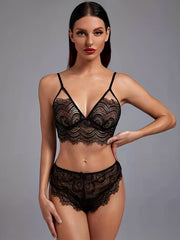 Floral Lace Lingerie Set Unlined Bra & Panties