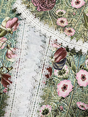 Floral Print Lace Trim Cardigan