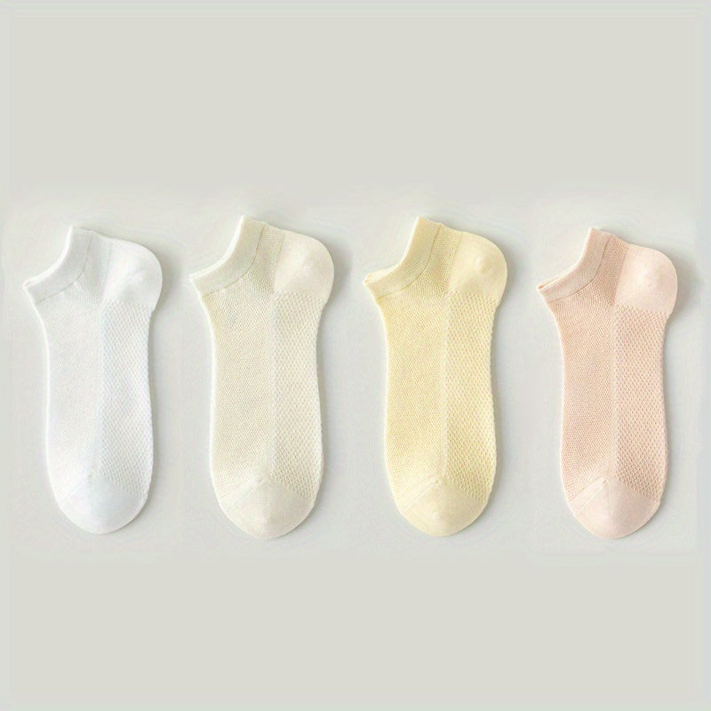 4 Pairs Solid Socks Comfy & Breathable All match Women's Stockings