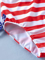 4th Of July Girls Swimsuit Striped Swimwear