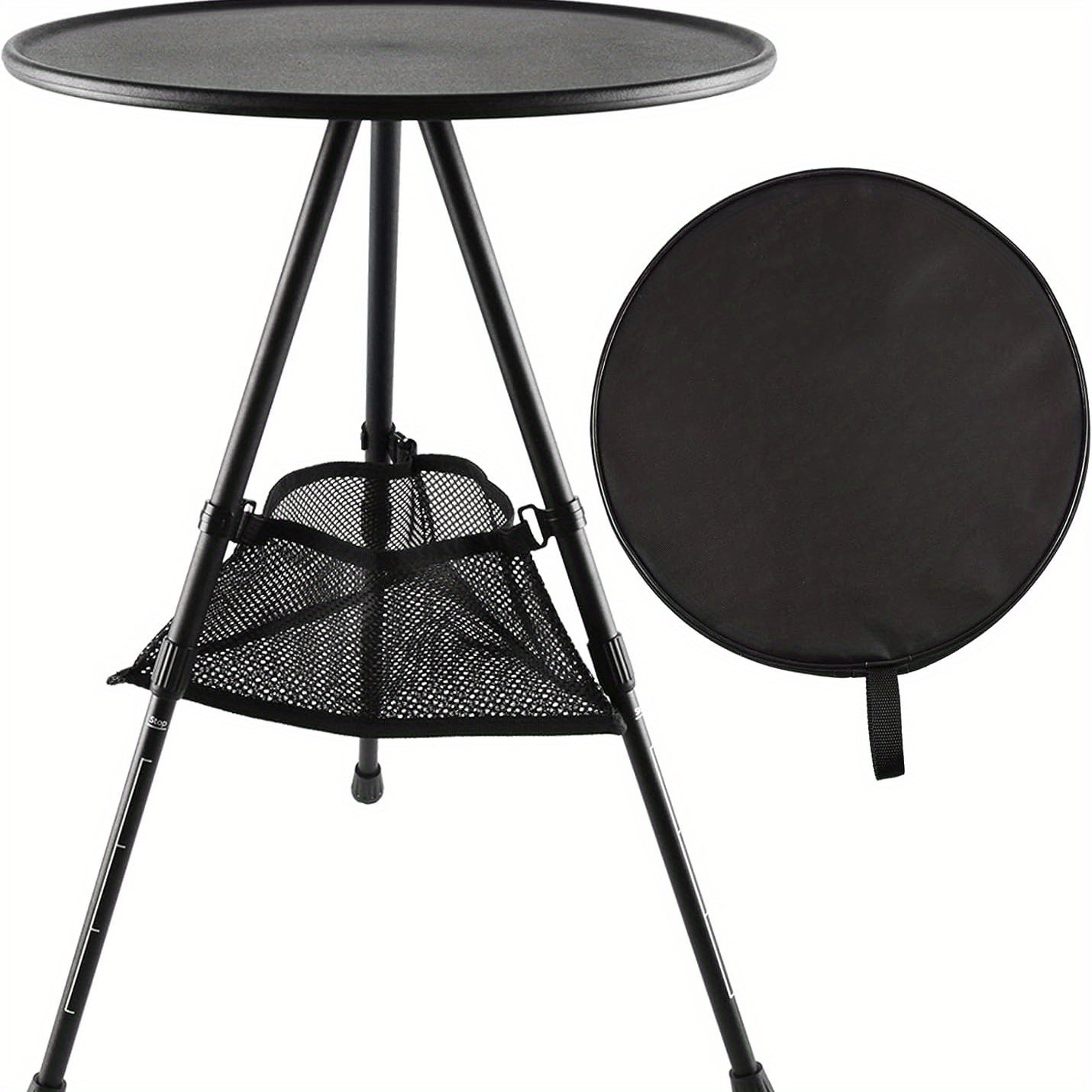 Folding Portable Lightweight Camping Table Adjustable Height Aluminum 3 Legs
