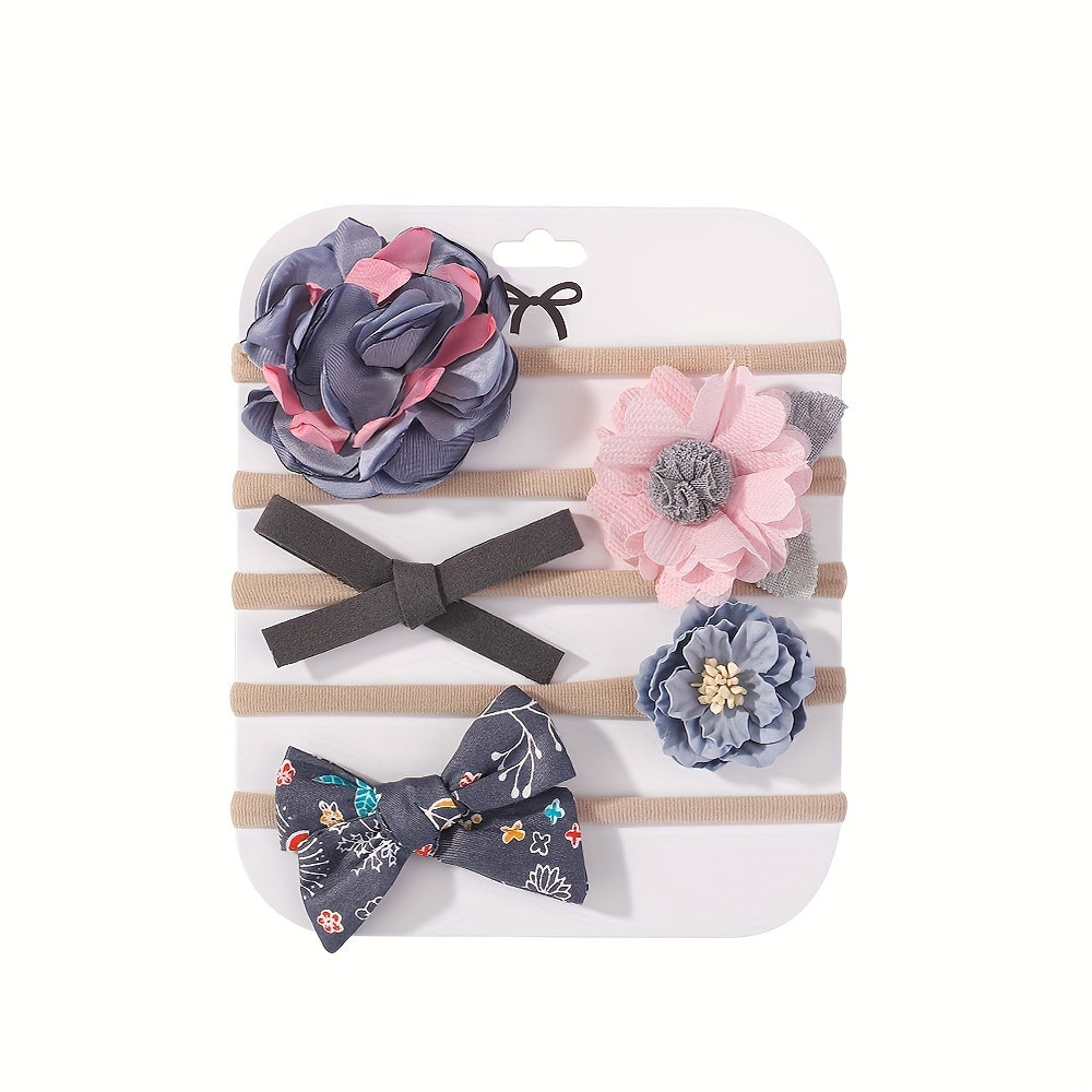 5 Piece Baby Girl Headbands Set Floral Bowknot Hair Accessories