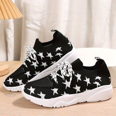 Women's Star Pattern Woven Running Shoes Lightweight Sneakers