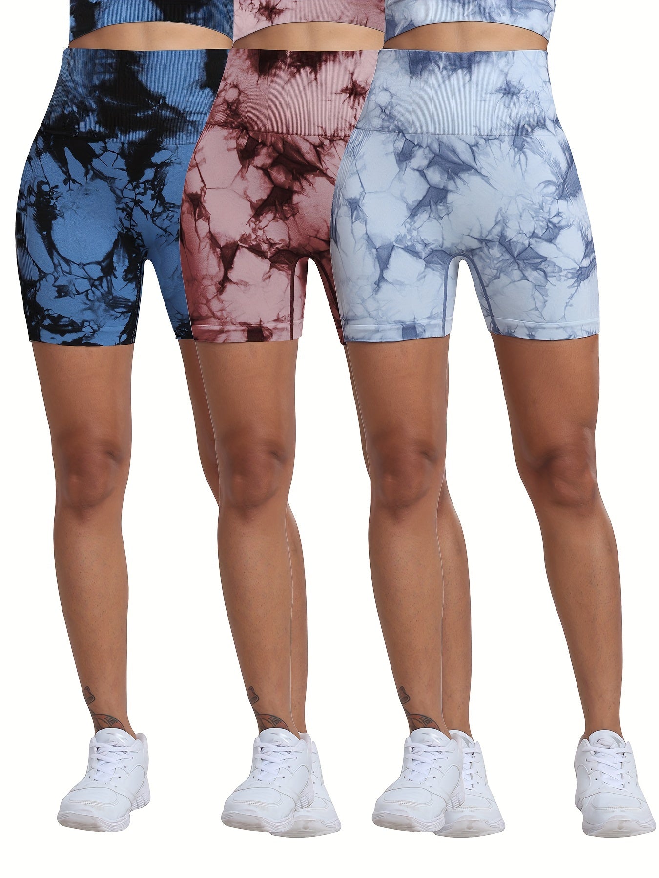 Tie Dye Yoga Shorts High Stretch Running Fitness Shorts Women's Activewear