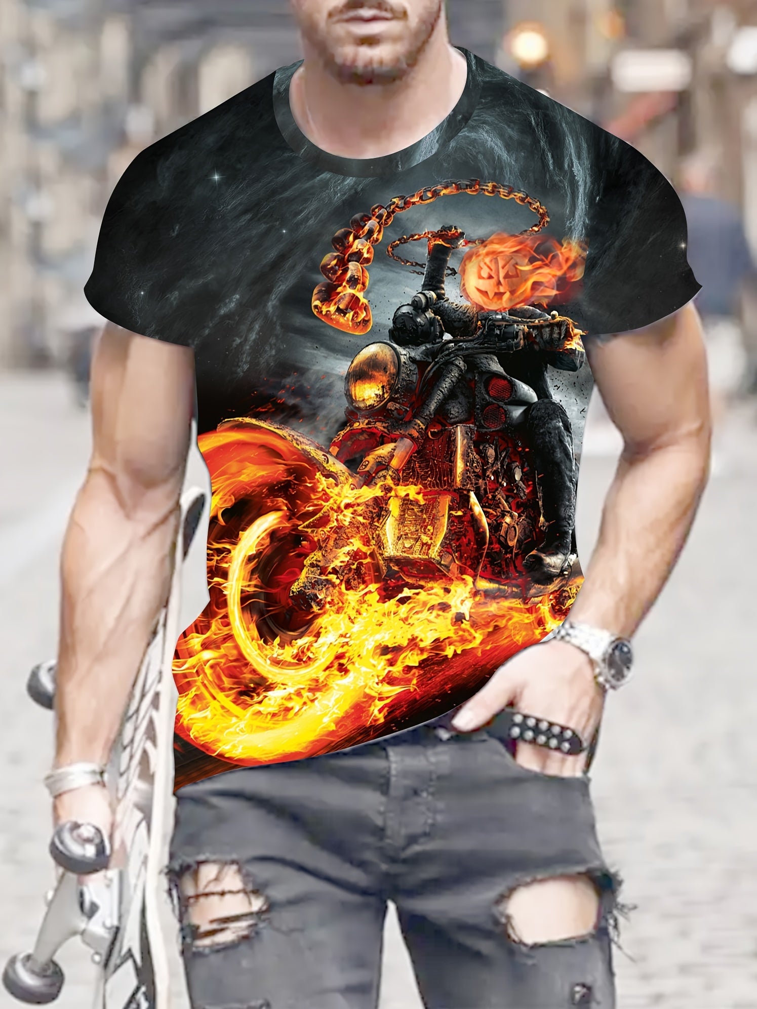 Motorcyclist In The Fire Men's T-shirt