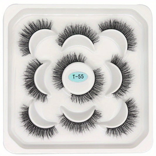5 Pairs Fluffy Natural False Eyelashes Messy Faux Mink Extensions