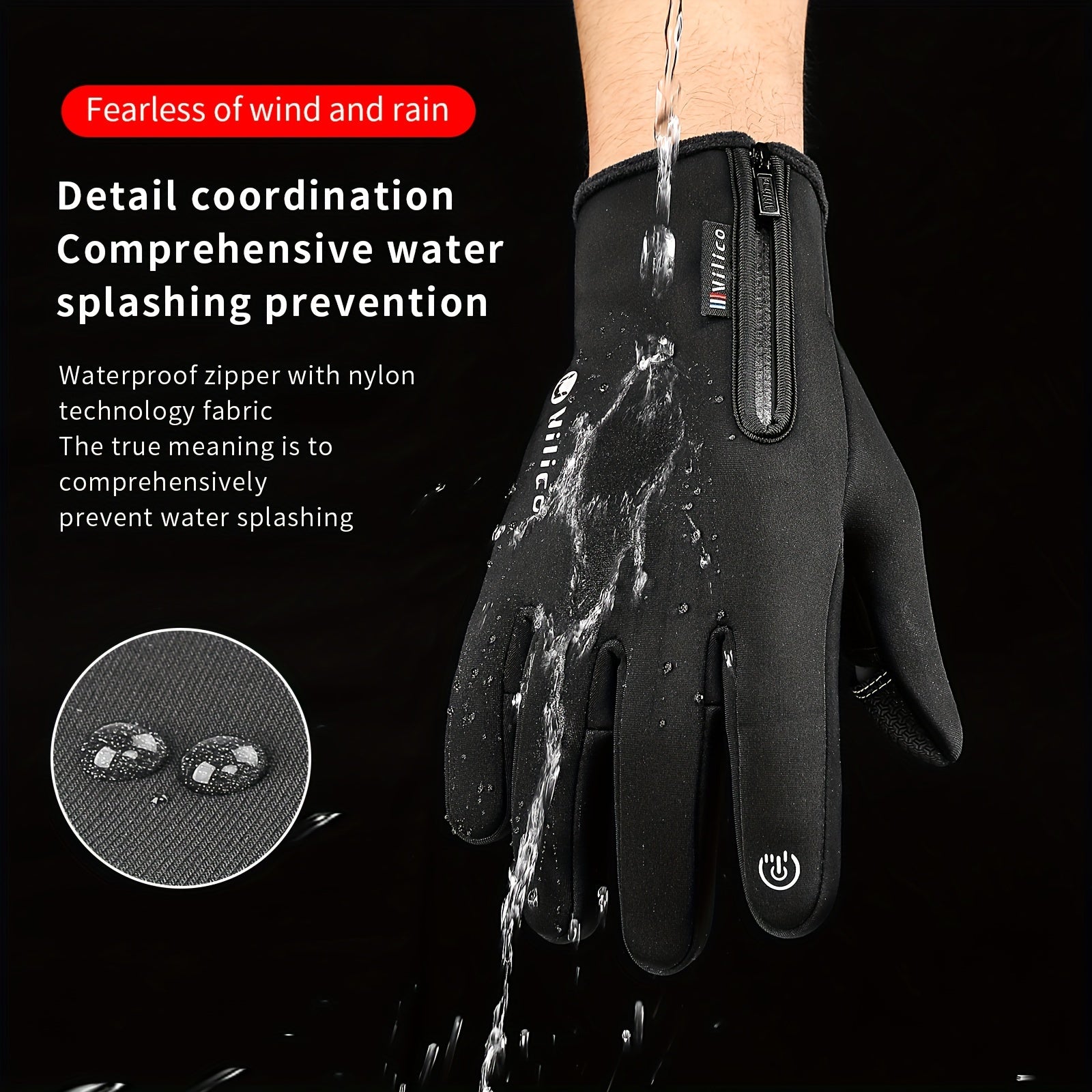 Outdoor Cycling Fishing Gloves Velvet Lined Warm Waterproof Windproof Gloves