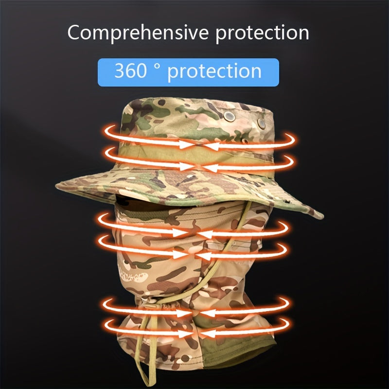 Camouflage Sunscreen Hat & Neck Cover for Outdoor Activities