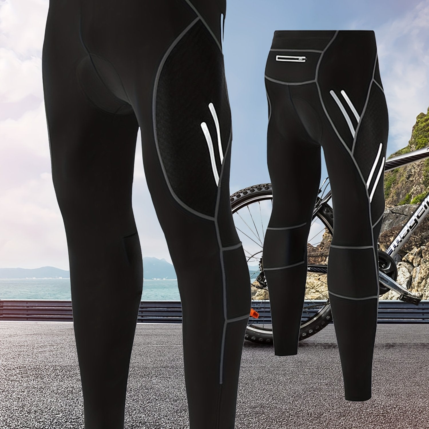 Reflective Men's Cycling Pants 4D Padding Pocket Lightweight