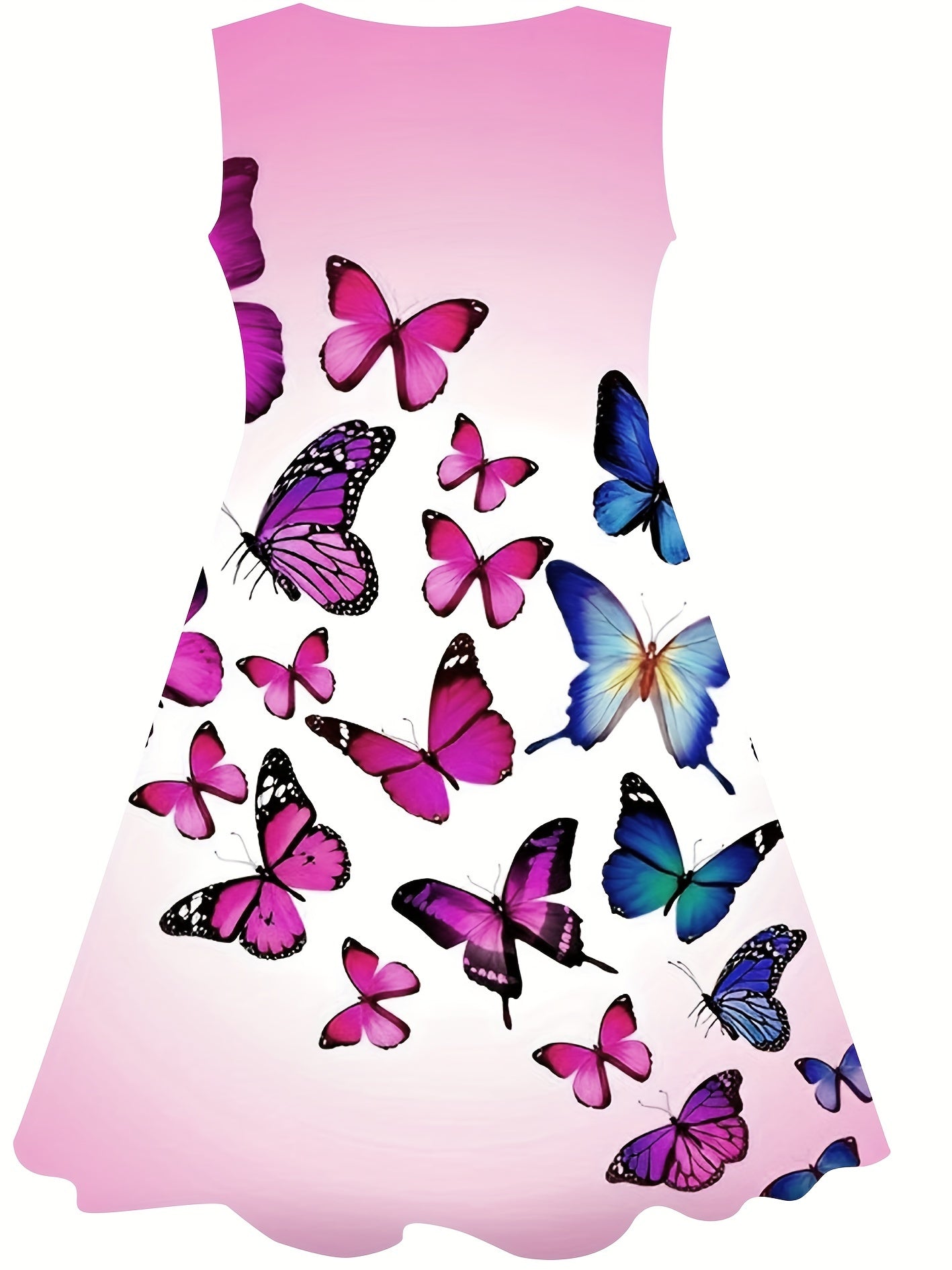 Girls Casual Butterfly Sleeveless Dress for Summer Outdoor