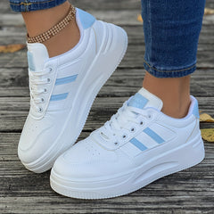 Faux Leather Solid Skate Shoes Wear Resistance Non Slip Flat Sneakers