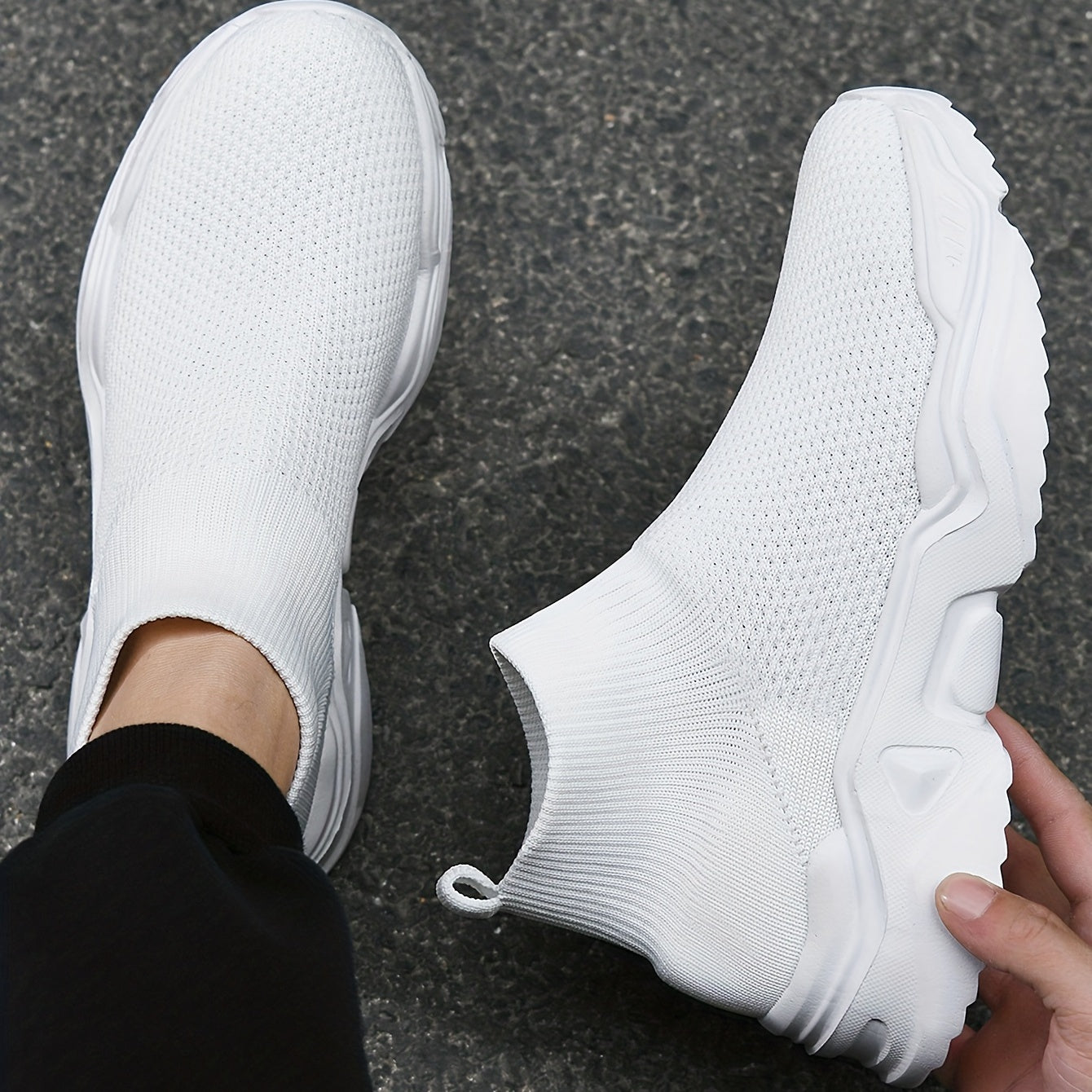 Men's Knitted Breathable Slip On Casual Shoes Lightweight Sock Shoes