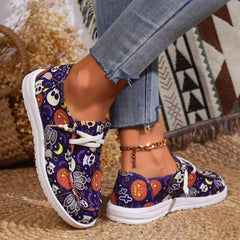 Halloween Pumpkin Print Slip On Sneakers Soft Comfortable Shoes