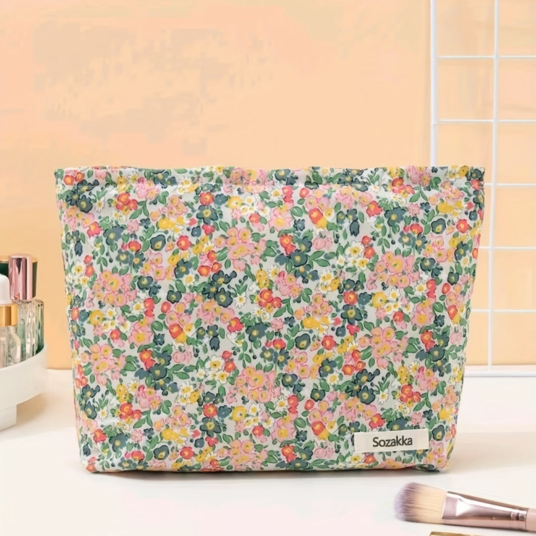Floral Print Makeup Bag Cosmetic Bag Large Capacity Zipper Toiletry Bag