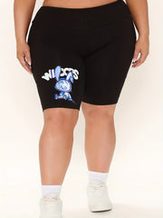 Casual Shorts Women's Bear Print High Rise