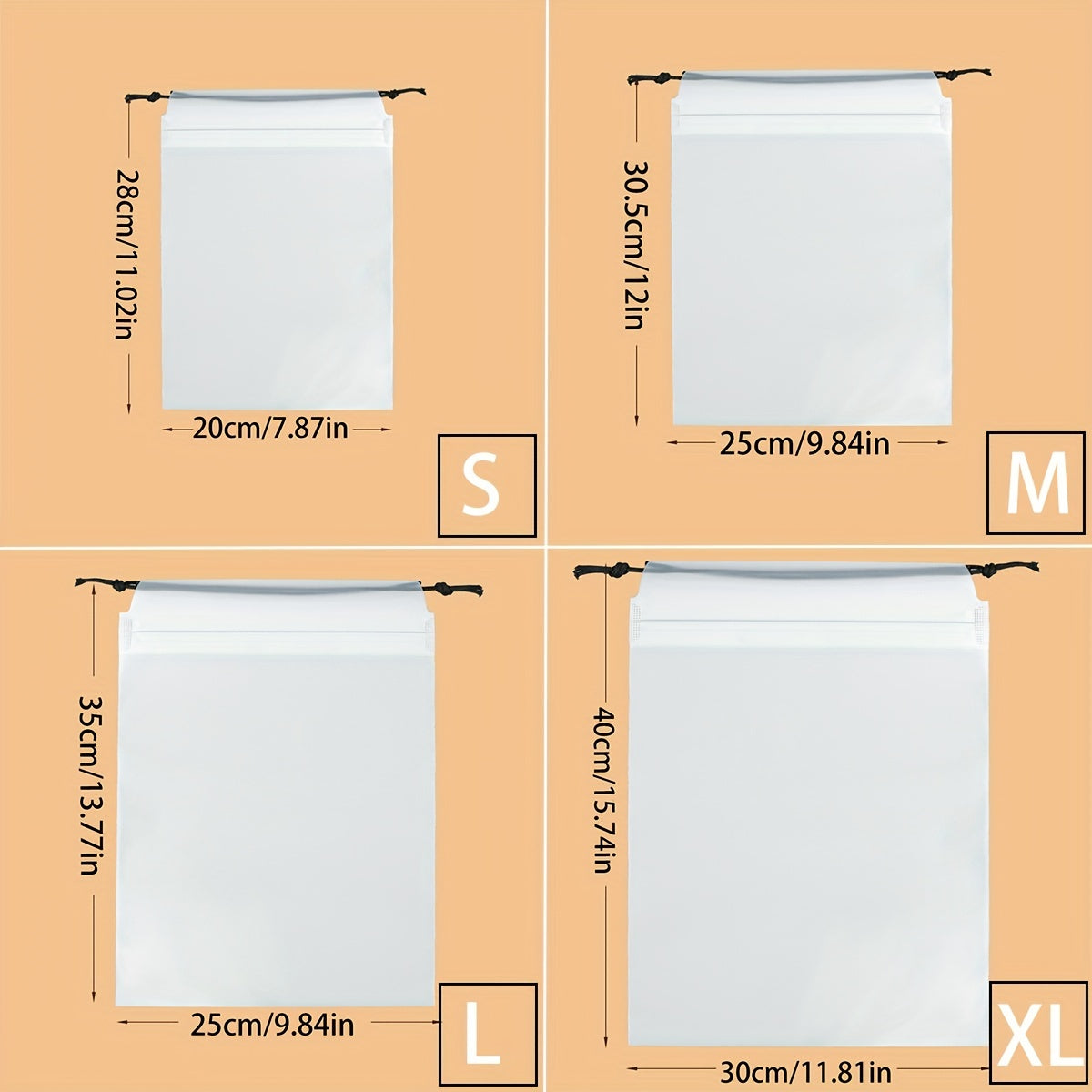 10pcs Frosted Drawstring Waterproof Storage Pouch for Traveling