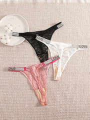 3 Pack Plus Size Sexy Panties with Rhinestone Studded Detail