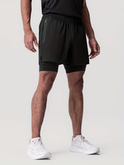 Men's Double Layer Sports Shorts With Inner Zip Pocket