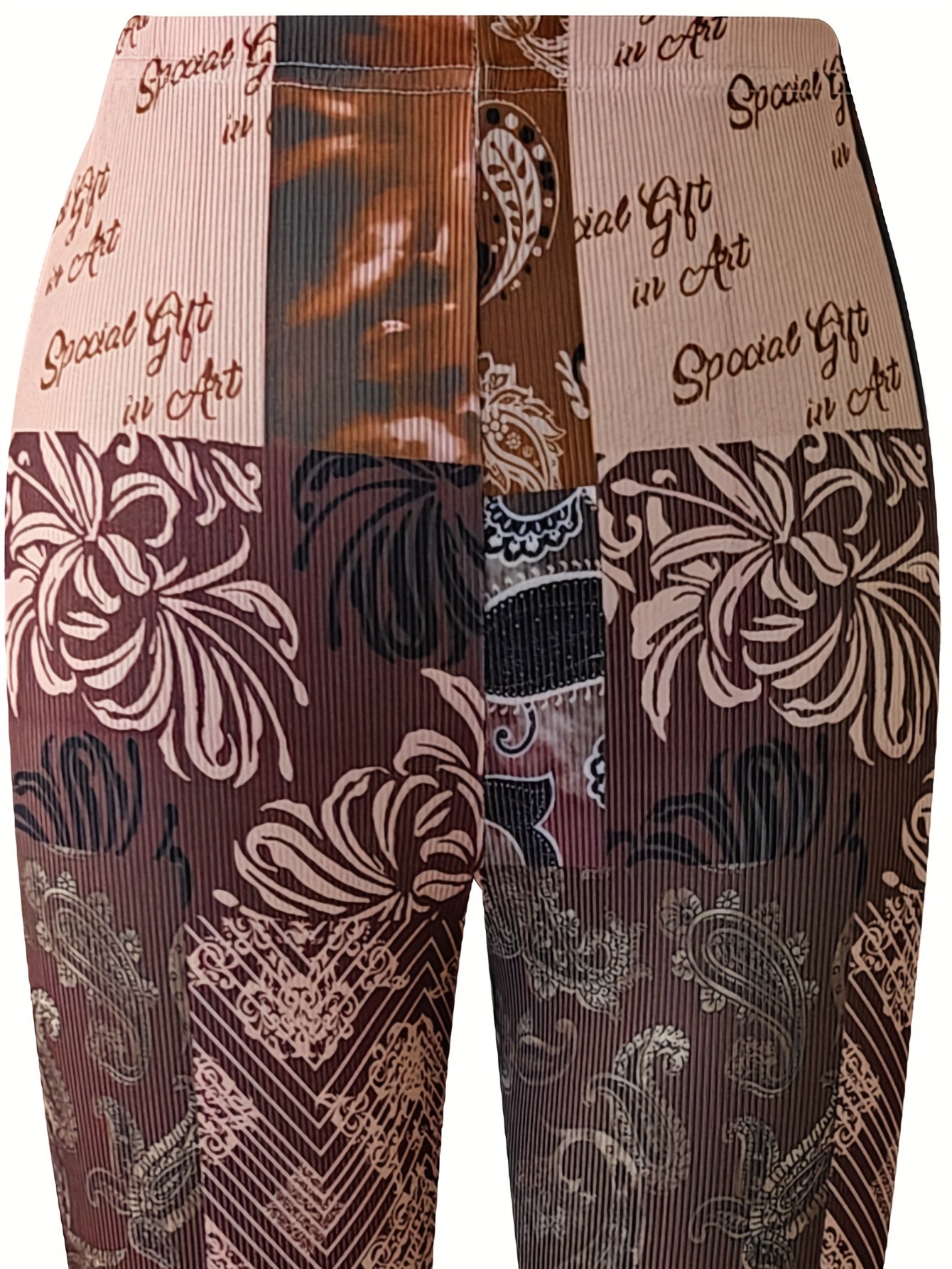 Flower Letter Block Sports Flare Pants Women's Yoga Bell bottoms Pants