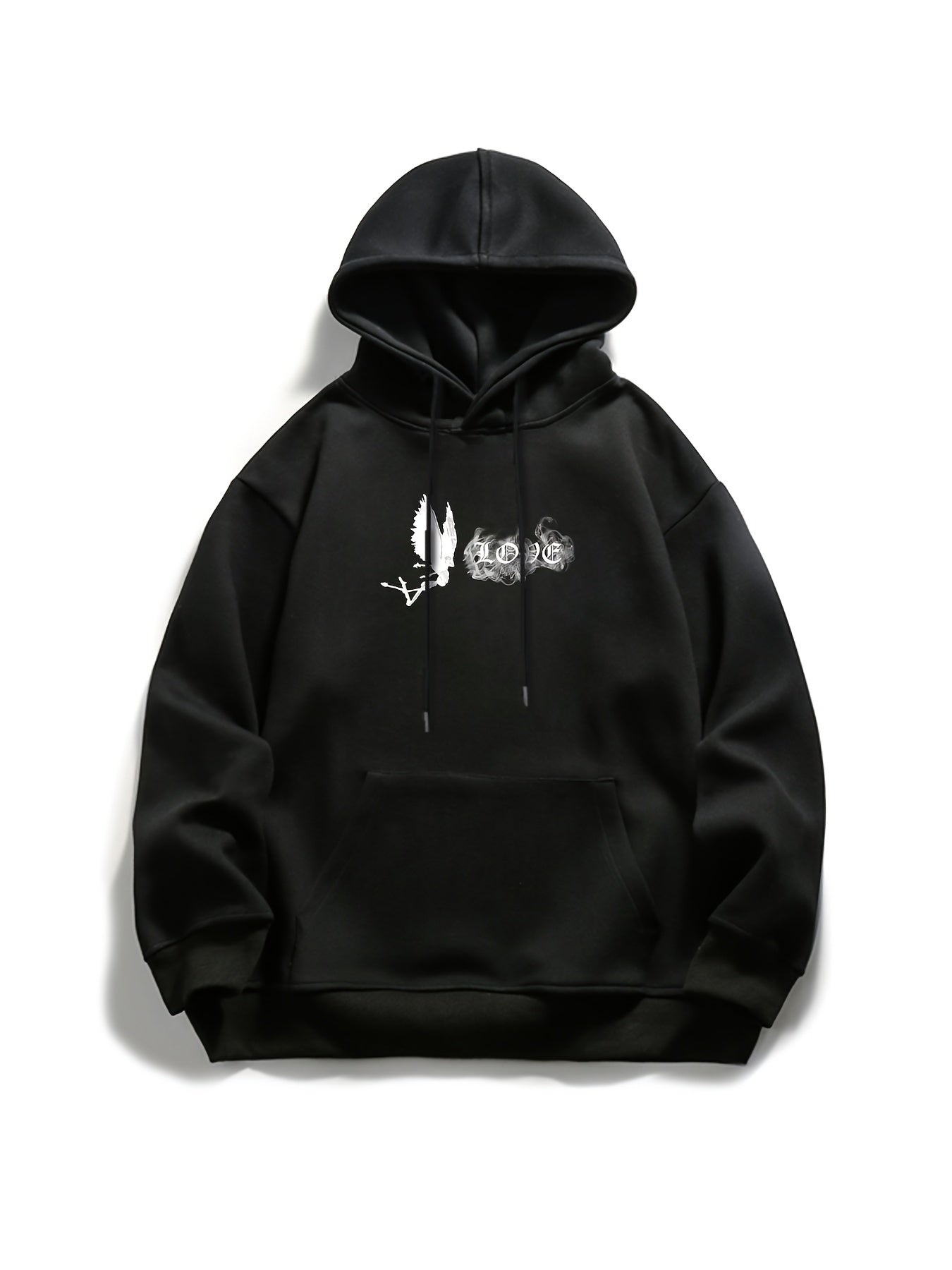 V Letter Print Hoodie Fleece Pullover Active Hooded S