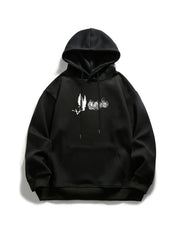V Letter Print Hoodie Fleece Pullover Active Hooded S