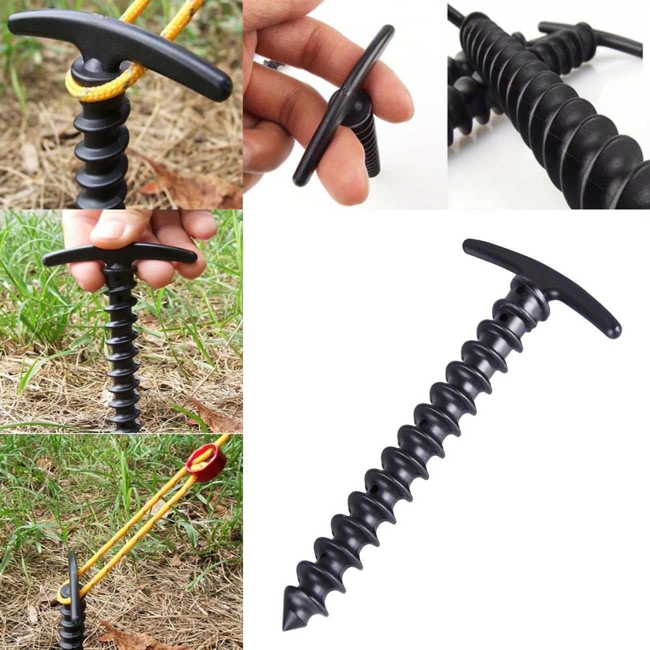 3pcs Tent Pegs High Strength Plastic Camping Canopy Spiral Pegs