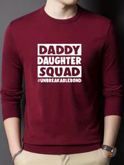 Dad Daughter Print Knit Sweater Warm Crew Neck Pullover for Fall Winter