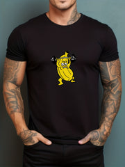 Men's Printed Leisure Sports T-shirt Casual Stretch Round Neck Tee Shirt