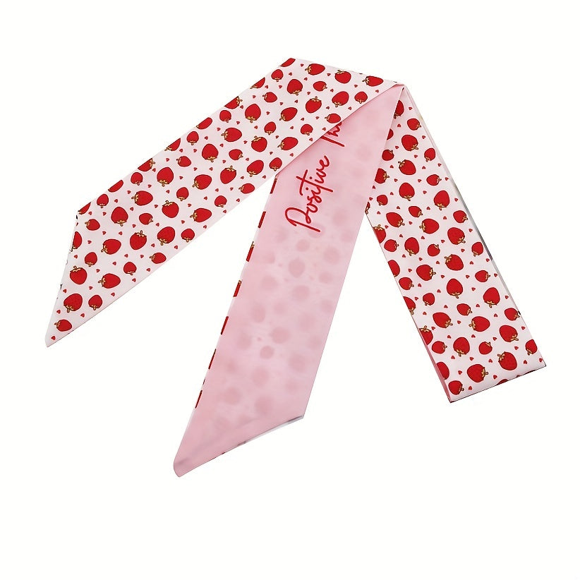 2pcs Pink & Green Skinny Scarf Long Ribbon Neckerchief Twilly Scarf