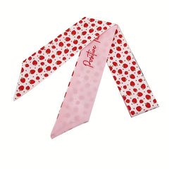 2pcs Pink & Green Skinny Scarf Long Ribbon Neckerchief Twilly Scarf