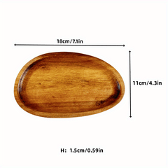 Irregular Oval Wood Dinner Plate Multifunctional Tray Decorative Snack Plate