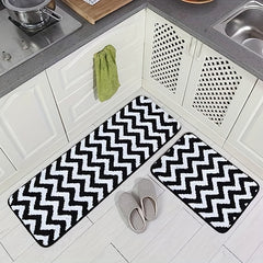 Microfiber Chevron Non Slip Bathroom Carpet Set